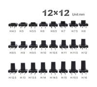 10pcs 12x12mm Panel PCB ON Off Momentary Tactile Tact Switch Push Button DC12V 4 Pin DIP H=5/6/7/8/9/10/12/13/15/16mm IDGTTLDF(H11.0mm)
