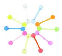10pcs 14G Glow in The Dark Flexible Bioplast Tongue Ring Nipple Barbell 6mm Acrylic Balls Practical and professional