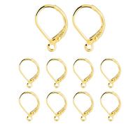 10Pcs 14K Gold Plated French Earrings Hooks 10x16mm Hypoallergenic Sterling Silver Earrings Findings Dangle Hoop with Loop Gold Ear Hooks Replaceable Leverback Hoops Supplies for Jewelry Making Set