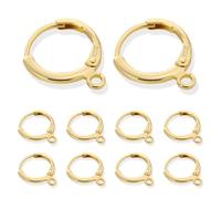 10Pcs 14K Goldplated Earring Hooks Round Small Gold Hoop Huggie Ear Leverback Hooks 925 Sterling Silver Earrings Findings 14x2mm Gold Small Huggie Hoop for Dangle Earring Making Jewelry Supplies Set