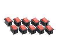 10PCS 15 * 21mm 2 3 4 6Pin SPST On/Off On/Off/On Boat Rocker Switch 6A 250V KCD1 KCD1-101 Snap-in Black(2D2P-Red)