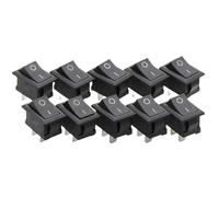 10PCS 15 * 21mm 2 3 4 6Pin SPST On/Off On/Off/On Boat Rocker Switch 6A 250V KCD1 KCD1-101 Snap-in Black(2D2P-Black)