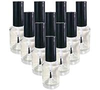 10Pcs 15ml Empty Glass Nail Polish Bottles with Brush and Black Cap Refillable Round Clear Nail Polish Vials Storage Containers for Nail Art Make Your Own Nail Polish