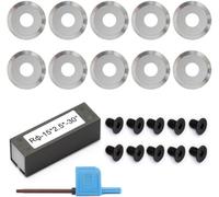 10pcs 15mm (3/5 inch) Round Carbide Inserts Cutters R15×2.5mm Indexable Carbide Cutter With Screws for Full and Pro Size Wood Turning Hollowing Tools Replacement Cutters