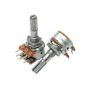 10PCS 16-Type 50KX2 Audio Dual-unit Rotary Potentiometer 100K 50K 6Pins 25mm flowers shaft(100K Ohm)