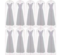 10pcs 180cm Wedding Dress Bag with Zipper Breathable Clear Garment Bags Dustproof Long Dress Bags Cover Non-woven Bridal Dress Cover Bag Full Length Travel Covers for Dance Costumes Suits