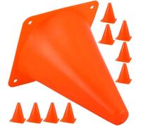 10pcs 18cm Plastic Training Cones for Football Soccer Skating Winter | Orange Stackable Markers, Flat Bottom Stability, Cone Shape, for Court Lines, Field Boundaries and Youth Athletes