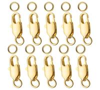 10Pcs 18k Gold Lobster Clasps for Jewelry Making - Lobster Claw Clasp Filled with Closed Jump, Jewelry Clasp, Bracelet Clasps and Closures, Lobster Claw Clasps with Jump Rings for DIY Necklace Bracele