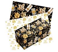 10pcs 18th Birthday Wrapping Paper,50 * 70cm Black Gold 18th Happy Birthday Gift Wrap Paper and Tissue Paper Eco-friendly Gift Wrap Perfect for Wrapping Present or Flower for Boys Man
