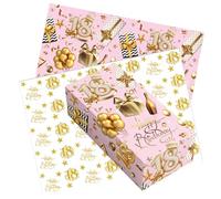 10pcs 18th Birthday Wrapping Paper,50 * 70cm Rose Gold 18th Happy Birthday Gift Wrap Paper and Tissue Paper Eco-friendly Gift Wrap Perfect for Wrapping Present or Flower for Girls Woman