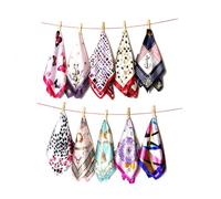 10PCS 19.7 x 19.7 Women Square Silk Feeling Satin Scarf Scarves Small HeadScarf Neckerchief Necktie Shawl Head Scarf Headcloth(Color Random)