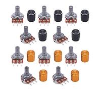 10pcs 1K Ohm 3 Terminals Linear Taper Rotary Audio B Type Potentiometer,Volume Control Potentiometer Resistor elements (Size : 1k ohm)