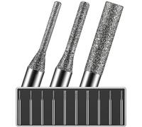 10Pcs 1mm/4Pcs, 2mm/3Pcs, 3mm/3Pcs, 150-Grit Diamond Drill Bits 1/8 Shank Compatible with Dremel for Drilling Grinding Glass Stone Jewelry Metal Diamond Tip
