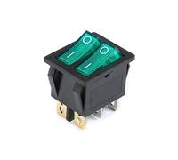 10PCS/1pc KCD6 6Pin 16A 250V 20A 125V 25 * 31MM Double Light Rocker Switch ON-OFF KCD8 Boat Power Switches 31X25 ON OFF with LED(Green,2PCS)