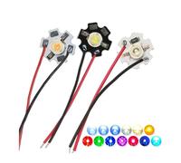 10pcs 1W 3W LED Bead Light Plate DC3-3.7V/5V/12V Driver Chip Battery Source Board With 10cm Line(5V on White PCB,1W,Amber 595-600nm)