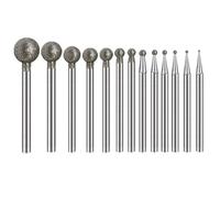 10pcs 2.5MM F-Shape Diamond Sand Polishing and Grinding Head, 2.35mm Connect Shank, Round Ball Spherical Grinding Needle Drill Bit for Carving Jade Stone Bodhi Peeling -Only One Size