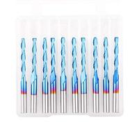 10Pcs 2 - Flute Blue Coated Spiral Ball Nose End Mill Bit, Tungsten Steel Milling Cutter for Wood Acrylic PCB, 2mm x 17mm Router Bit Set for 3D Engraving and Carving