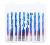 10Pcs 2 - Flute Spiral Ball Nose Router Bit, Tungsten Steel Milling Cutter with Blue Coating, 3.175x20mm Flat End Milling Bits for Wood Acrylic PCB Engraving