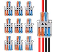 10Pcs 2 in 4 Lever Wire Connector Compact DIY Quick Connect Push-in Splitter Cable Splicing Butt Terminal Block Connectors - Mini Electrical Wire Splice 2 in 4 Out