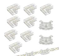 10PCS 2 Pin 8mm COB LED Strip Light Connectors Include 8 L Shape Corner and 2 Straight Center Connectors Solderless Connectors Easy to Install COB Clip for DIY LED Light Projects