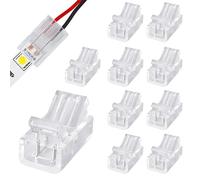 10Pcs 2 Pin 8mm COB LED Strip Light Connectors, Reusable 8mm Wide Unwired Gapless Solderless Connector Connection Strip to Wire Quick Connector Adapter for Waterproof LED Strip Lights [Energy Class A]