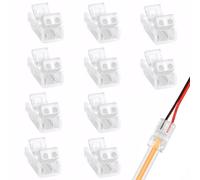 10pcs 2 Pin 8mm COB LED Strip Light Connectors - Transparent Gapless Solderless Strip to Wire Quick Connector Universal Extension Wire Connector Kits for High-Density Waterproof LED Strips