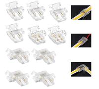 10PCS 2 Pin 8mm LED Strip Light Connectors for COB LED Strip Lights, Solderless COB LED Light Strip Connectors Kit - 2 x Strip to Wire, 4 x Strip to Strip, 4 x L-Shape Connectors for 36V 5A Lighting