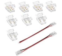 10PCS 2 Pin 8mm Mini COB LED Strip Light Connectors Board-to-Board×4 Board to Cable ×4 Single-Ended with Cable×1 Dual-Ended with Cable×1 Suitable for Low Pressure COB LED Strip Light 36V 5A
