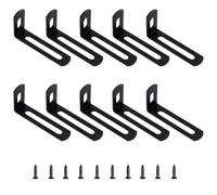 10Pcs 2"x1"x0.5"Adjustable Right Angle Brackets Metal L Bracket Heavy Duty 90 Degree Corner Fastener L-Shape Corner Brace Support Black Shelf Bracket