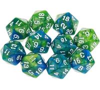 10pcs 20 Sided Dice D20 Polyhedron Dice for Dungeons and Dragons Game Roleplaying Game Compatible with RPG MTG and Other Tabletop Games Green Blue