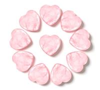 10Pcs 20mm Pink Hearts Rose Quartz Crystals Shimmeroo Polished Pocket Rose Quartz Natural Stones Love Heart Pocket Palm Stones Anxiety Relief Energy Valentines Day Gifts for Women Mothers Her