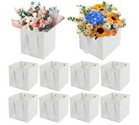 10Pcs/20Pcs Kraft Paper Gift Bags with Handles Gift Bags Bulk Square Size Large Paper Shopping Bag Portable Paper Carry Bag for Grocery Merchandise Craft(White,10Pcs-30x30x30CM)