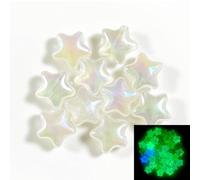 10Pcs 22mm Luminous Glow in The Dark Starry Star Beads, Star Shaped Beads for Jewelry Making, Crafts, Home Decor, Party Decorations,Glitter Beads for Pen Making,Hair,Phone Chain,Keychain (Crystal)