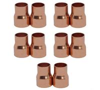 10pcs 22x16mm Copper Reducing Couplings for HVAC Refrigeration, Pure Copper Internal Diameter Adapter Fitting for Air Conditioning Pipes, Leak-Free Welded Joints