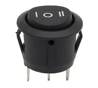 10Pcs 23mm Round Black 3 Pin 10A/125V 6A/250V AC 3 Position SPDT ON-OFF-ON Rocker Switch Snap-in