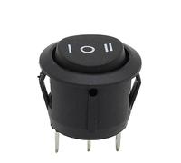 10Pcs 23mm Round Black 3 Pin 10A/125V 6A/250V AC 3 Position SPDT ON-OFF-ON Rocker Switch Snap-in IDGTTLDF