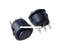 10Pcs 23mm Round Black 3 Pin 10A/125V 6A/250V AC 3 Position SPDT ON-OFF-ON Rocker Switch Snap-in IDGTTLDF