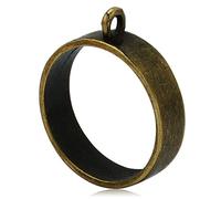 10pcs 25mm Round Open Back Bezel Pendant, Open Back for Resin, Polymer, Etc. Open Back Frame with 1 Loop (Antique Bronze)