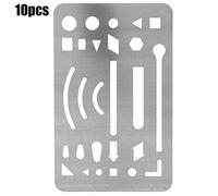 10Pcs 27 Holes Erasing Shield Multipurpose Engineering Drawing Template Pattern Ruler Durable Stainless Steel Transparent Orange Art Supplies for Architects Engineers Designers (Silver)
