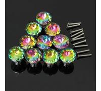 10Pcs 28mm Diamond Crystal Shape Glass Cabinet Knob Cupboard Drawer Pull Handle