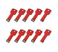 10PCS 2GB 2G USB Flash Drive Metal Key Design USB Flash Drive Metal Key Shaped Memory Stick USB 2.0 Red 2G