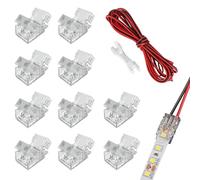 10Pcs 2Pin 8mm COB LED Strip Connectors with 5m/16.4ft Extension Cable, Solderless Led Light Strip Connectors, Strip to Wire Quick Connection for 8mm Width COB/SMD LED Strips Lights