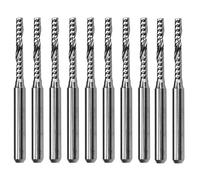 10pcs 3.175mm Shank Tungsten Carbide End Mill, 2mm Cutting Diamter 15mm Cutting Length Single Flute Milling Cutter O Flute CNC Router Milling Bit
