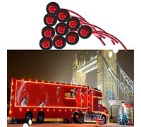10pcs 3/4'' Round LED Marker Clearance Lights, 12V Waterproof Trailer Side Marker Front Rear Indicator Bullet Tail Light for Truck Car Bus Trailer Van Caravan Boat Taillight Brake Stop Lamp. (Red)