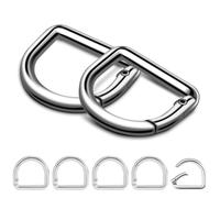 10Pcs 3/4" Small D Ring Carabiner Clips, Metal Tiny Keychain Spring D Rings Hook for Car Keyring, Backpack Strap, Paracord Keyrings, Dog Tag Clip, Purse Chain Hardware (Silver)