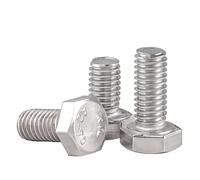 10PCS 3/8-16 x 1-1/8 Hex Head Screw Bolt, Fully Threaded, Stainless Steel 18-50, Plain Finish