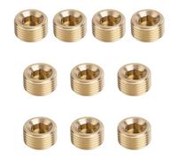 10pcs 3/8 Inch NPT Male Pipe Plug, Brass Male Pipe Plug Socket, Brass Hex Piping Cap, Counter Sunk Piping Head for Closing The End Fitting