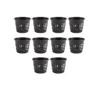 10pcs 3 inch Heavy Duty Mesh Pot Net Cup Basket Hydroponic Aeroponic Planting Grow Clone Black