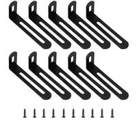 10Pcs 3"x1.2"x0.6"Adjustable Right Angle Brackets Metal L Bracket Heavy Duty 90 Degree Corner Fastener L-Shape Corner Brace Support Black Shelf Bracket