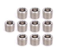 10Pcs 304 Stainless Steel Hex Plug Head, BSPP Male Thread Pipe Fitting Plug, High Pressure Hex Head Plug with Inner Hex Fastening, Lightweight Compact Design for Easy Ins (3/8in)